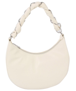Braided Chain Handle Hobo Shoulder Bag LV074-Z WHITE